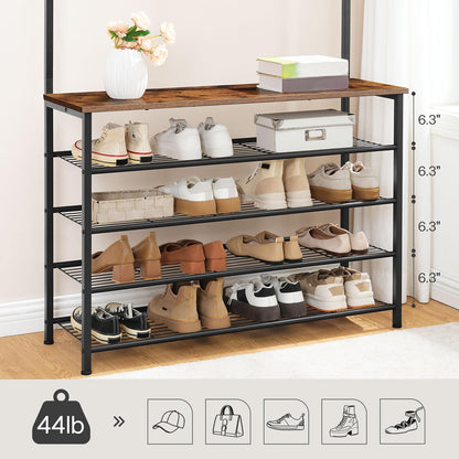 HOOBRO Garderobenständer EBF801MT01 mit Schuhregal – Dunkelbraun