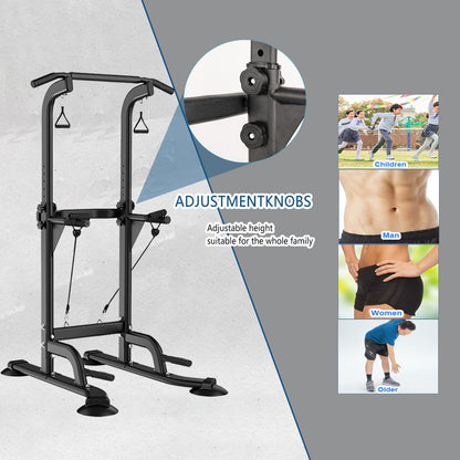 Leiblsufo Pull Up & Dip Station Kraftturm, höhenverstellbar - Schwarz-03