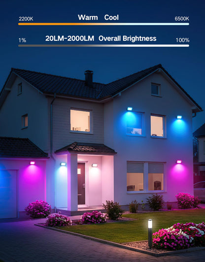 OUTON Smart LED Flutlicht Gartenbeleuchtung – 24W 4er Set