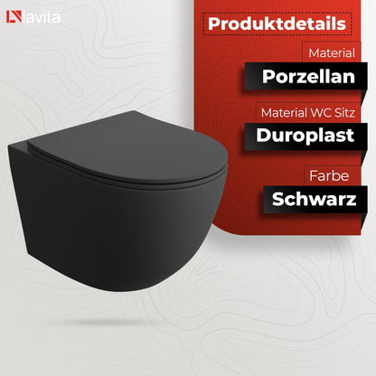 LAVITA Brava Black Spülrandloses Wand-WC – inkl. WC-Sitz Absenkautomatik