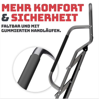 Sicherheitsleiter für Senioren 3 Stufen Klappbar – Handlauf Anthrazit