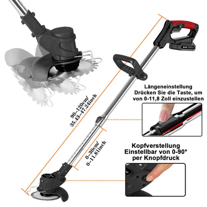 SMILOVII Akku Rasentrimmer 21V, 3-in-1 Freischneider mit Klingen-Set
