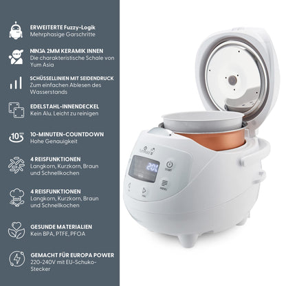 Yum Asia Panda Mini-Reiskocher Fuzzy Logic – Arctic White