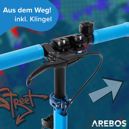Arebos Cityroller Tretroller Blau – LED Räder klappbar