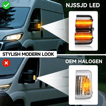 njssjd LED Spiegelblinker für Fiat Ducato, Boxer, Jumper Schwarz
