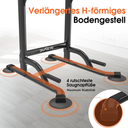 DH FitLife Power Tower Dip Station Klimmzugstange Freistehend