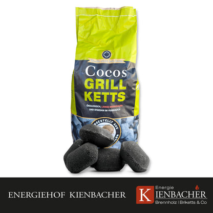 Cocos Premium Grillbriketts – Kokosschalen, 27kg, Made in Germany