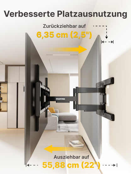 monTEK TV Wandhalterung – Schwenkbar, Neigbar, 43-95 Zoll bis 60kg