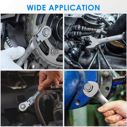 ENEACRO Gelenk-Ratschenschlüssel Set 14tlg. 6-19mm Flex-Kopf