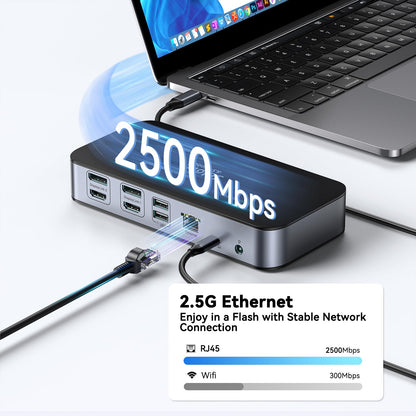 Universal DisplayLink USB C Dock – 15-in-1 Dual Monitor M1/M2