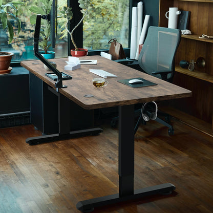 JUMMICO Elektrischer Steh-Sitz Tisch 140x70 cm – Vintage-Braun