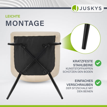Juskys Blanca Esszimmerstühle Samt Polsterstuhl 4er Set Beige