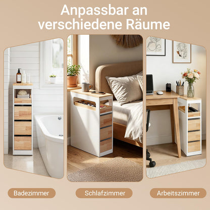 SoBuy Badezimmerschrank BZR54-III-WN, schmal, 3 Schubladen, weiss