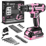 DEKOPRO Akku-Bohrschrauber 20V Set, 40 Nm, mit Akku und Zubehör, Gummigriff und LED