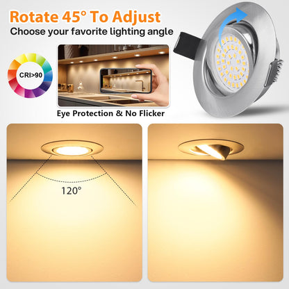 GeyouLux LED Einbaustrahler dimmbar 68mm IP44 Nickel 12er Set