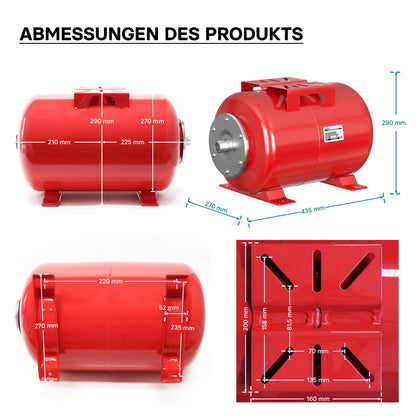Wiltec Ausdehnungsgefäss 24 Liter, Membrankessel mit EPDM-Membran