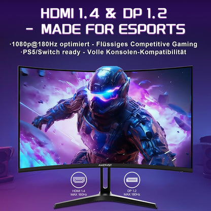 Amzfast AMZG24C1 Gaming Monitor Curved - 24 Zoll 180Hz