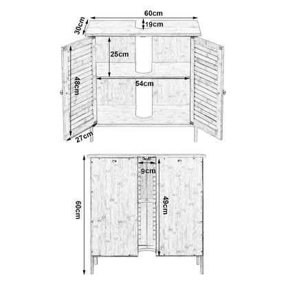 EUGAD Waschbeckenunterschrank Badezimmer – 2 Lamellentüren, 60x60x30 cm