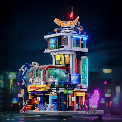 Lumibricks Cyberpunk Schwebezug-Station Baustein-Set mit LED