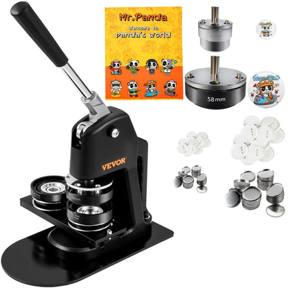 VEVOR Knopfmaschine Button Maker Set 25 mm & 58 mm, 500 Teile mit zwei Knopfformen und Kreisschneider