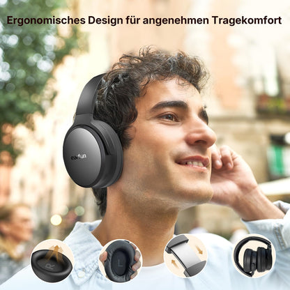 EarFun Tune Pro Over-Ear-Kopfhörer kabellos mit ANC, 120 Std. Akku