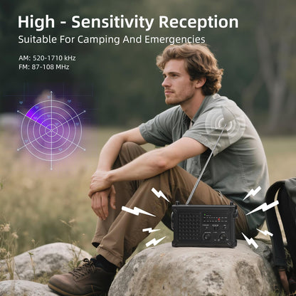 Mesqool CR1030 Notfallradio, Solar-Kurbelradio AM/FM mit Powerbank