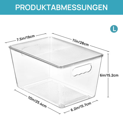 Vtopmart Aufbewahrungsboxen mit Deckel, 6 Stück, transparent, Grösse L