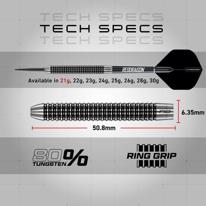 RED DRAGON Pegasus Steeldarts 21g, 80% Tungsten Dartpfeile mit Etui