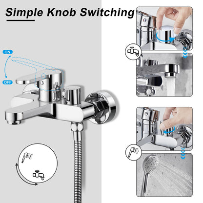 BONADE Wannenarmatur Einhebel mit Handbrause Set – Chrom