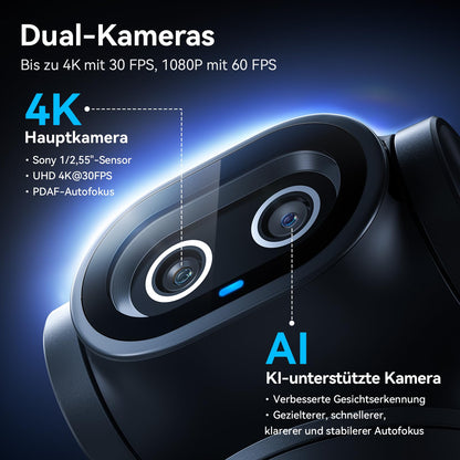 EMEET PIXY 4K PTZ Webcam mit Dual-Kamera und KI-Tracking