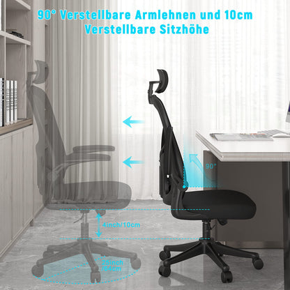 naspaluro Ergonomischer Bürostuhl Drehstuhl - Dunkelschwarz