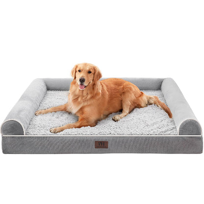 WESTERN HOME Orthopädisches Hundebett, wasserdicht, Grau, 106x76x19 cm, U-förmig mit Fleece-Liegefläche