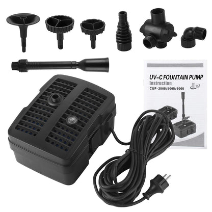 Forever Speed 4-in-1 Teichpumpe mit Filter und 5W UV-Klärer, 1000 l/h