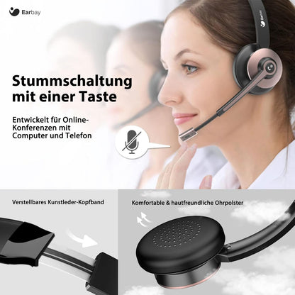Earbay Bluetooth Headset mit Mikrofon und Rauschunterdrückung
