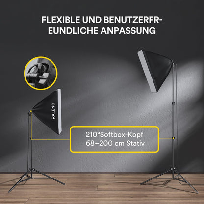 RALENO 2x 50W LED Softbox Fotostudio Set - 50x50 cm