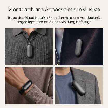 Plaud NotePin S Diktiergerät mit KI-Transkription, Grau