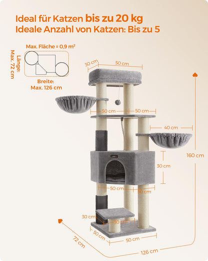 Feandrea PCT003N01 Kratzbaum für grosse Katzen - Taubengrau