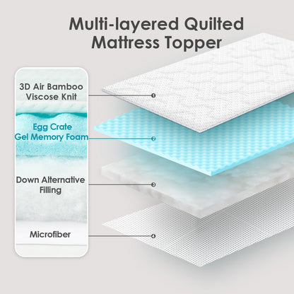 EHEYCIGA Gel Topper 180x200 cm, Memory Foam Matratzentopper, weiss