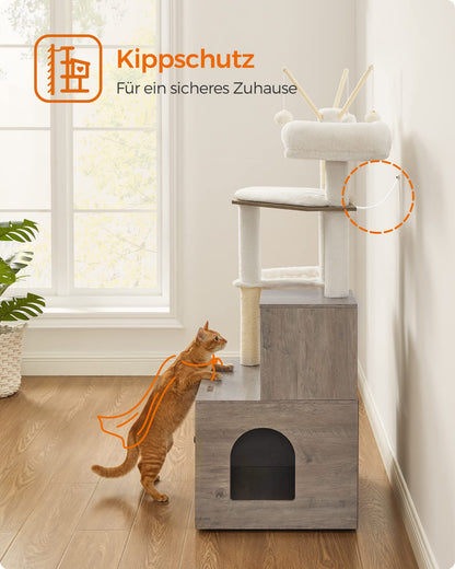 Feandrea Kratzbaum mit Katzenklo-Schrank - PCT113G01 Greige