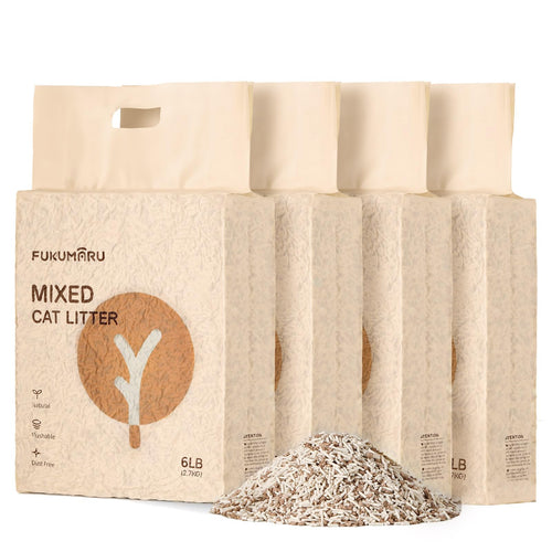 FUKUMARU Tofu Katzenstreu 10,8 kg, Klumpstreu mit Apfelholz, staubfreie 2-mm-Pellets