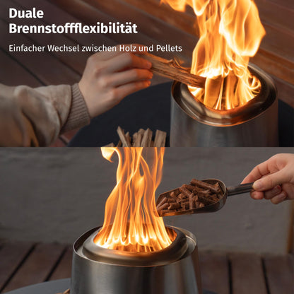 EAST OAK Tisch-Feuerschale Rauchfrei - Tragbar Edelstahl Ø22.1cm