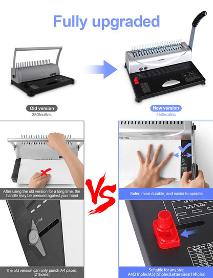 MAKEASY Bindegerät 21 Loch - 450 Bl. Binden, 12 Bl. Stanzen