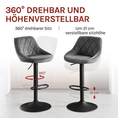 WOLTU Barhocker 2er Set – höhenverstellbar, drehbar, Dunkelgrau