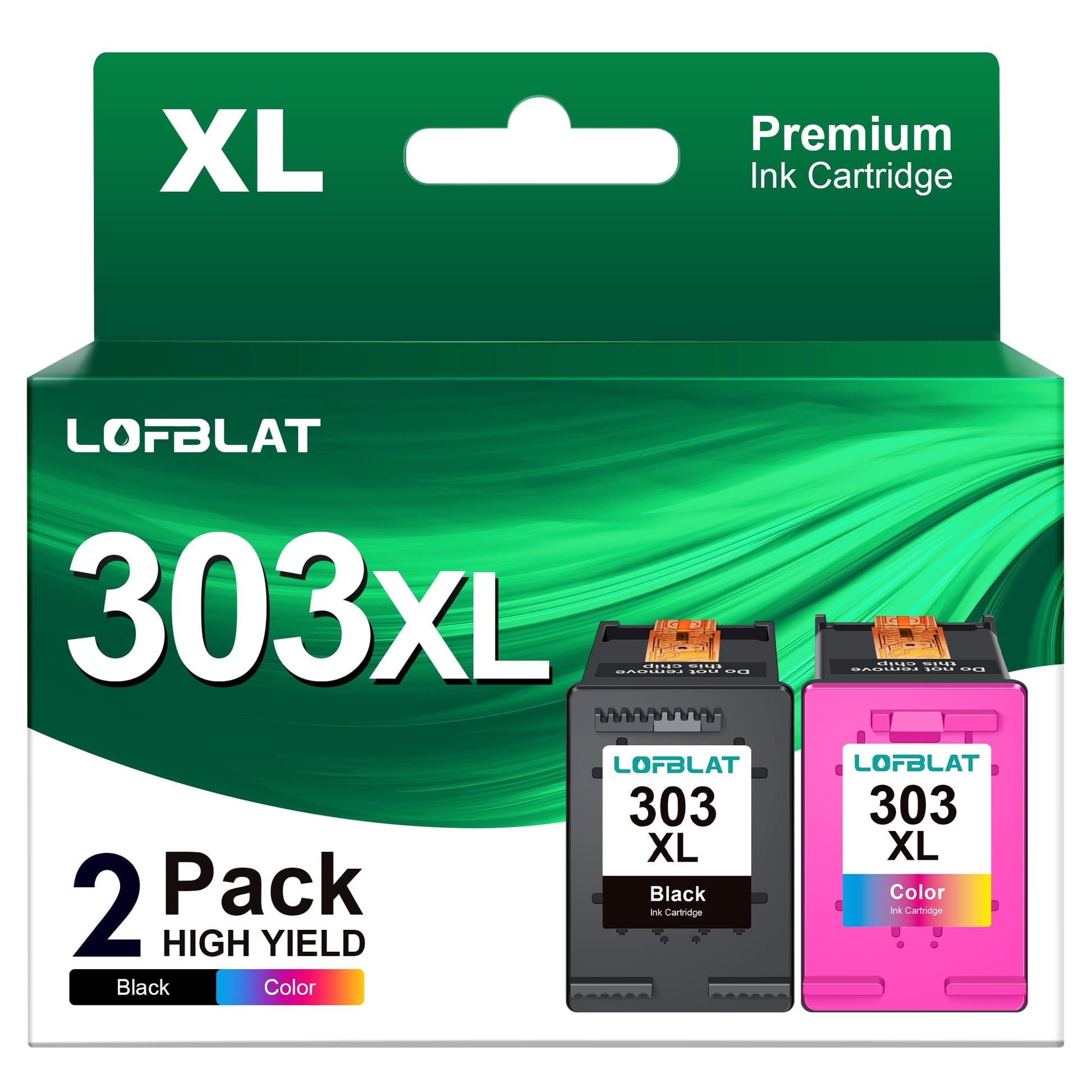 LOFBLAT 303 303XL Multipack Druckerpatronen kompatibel für HP - 2er-Pack. Zwei rechteckige Patronen für HP-Tintenstrahldrucker.