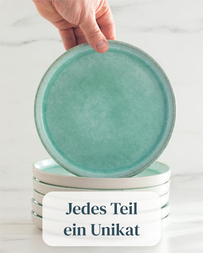 Pure Living Ibiza Steingut Geschirrset 6 Personen - 24 tlg. Türkis