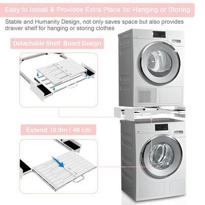 NIUXX Universal Zwischeneinbaurahmen Set für Waschmaschine Trockner mit Regal