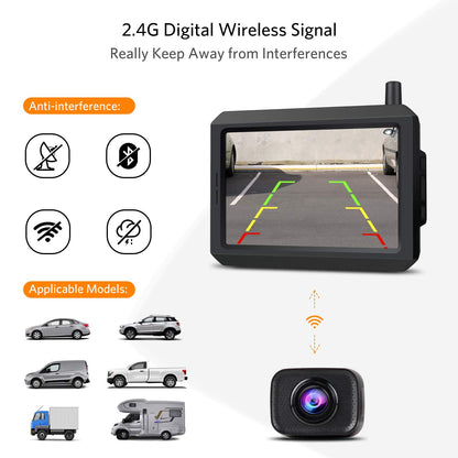 K7PRO Digital Kabellos Rückfahrkamera Set – 5" Monitor, 2 Kameras