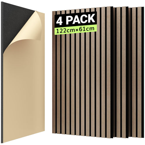 TONOR 3D Holz Akustikpaneele – Selbstklebend 4er Set Braun