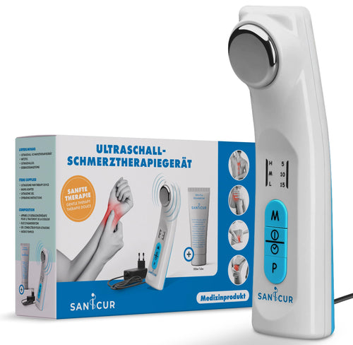 Sanicur Ultraschall-Schmerztherapiegerät mit Ultraschallgel, 3 Stufen, kompakt und tragbar