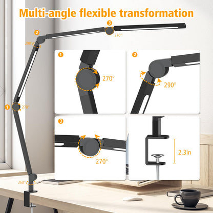 AILBTON LED Schreibtischlampe mit Clip, 3 Lichtquellen, dimmbar